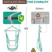 Vita5 XXL Hangstoel | Binnen&Buiten Hangnest | Incl. 2 Kussens en Boekenvak | Volwassenen&Kinderen | Hangmatstoel tot 200kg | Blauw/Groen zonder Ophangsysteem